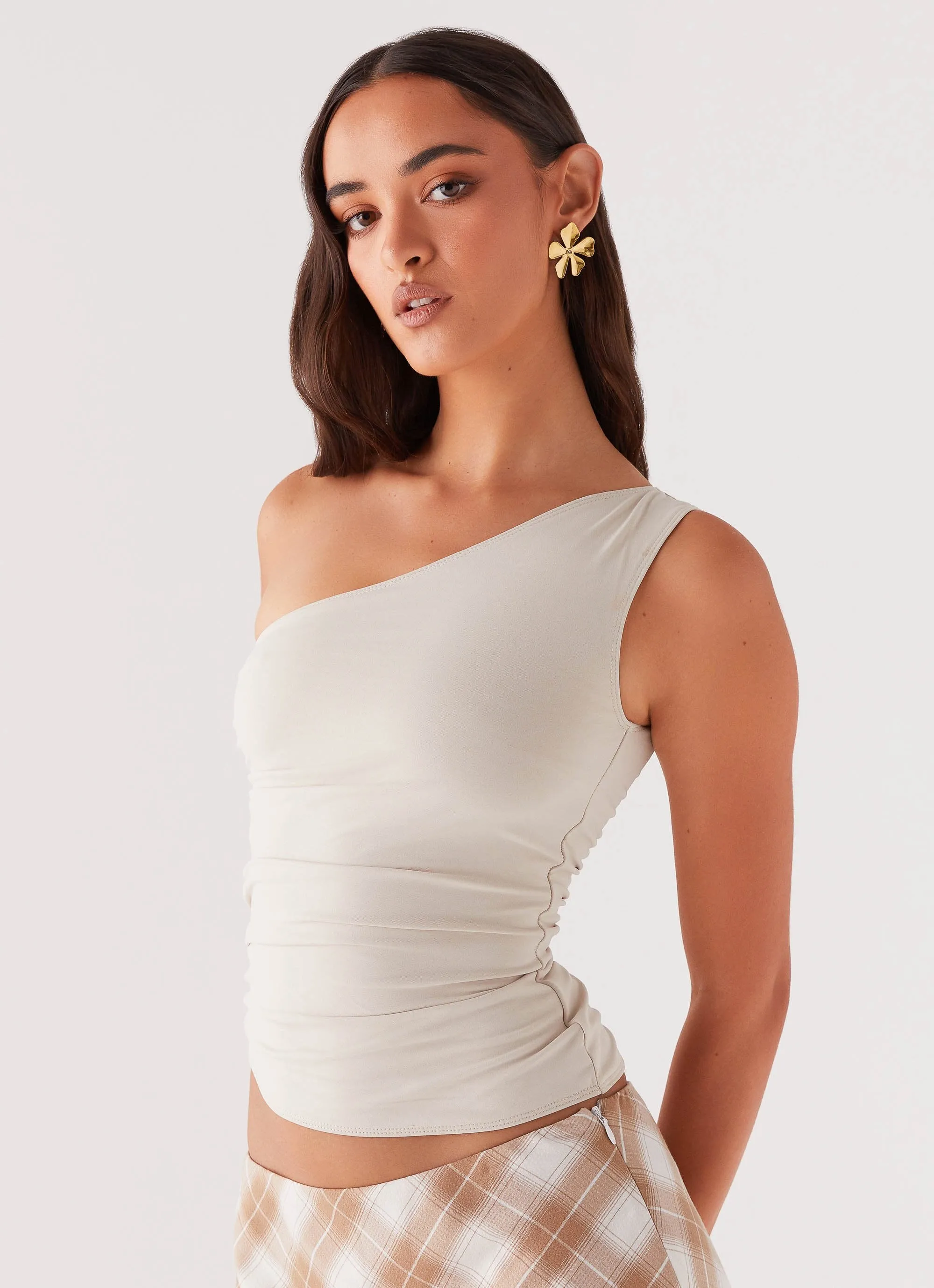 Ecru Lenny One Shoulder Top by Peppermayo Exclusive