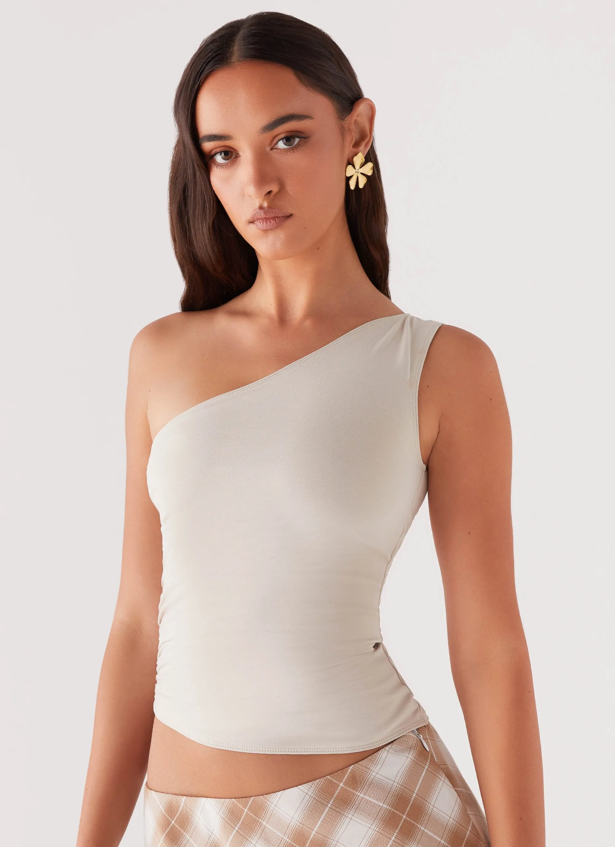 Ecru Lenny One Shoulder Top by Peppermayo Exclusive