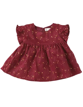 Baby Linen Dress With Golden Stars