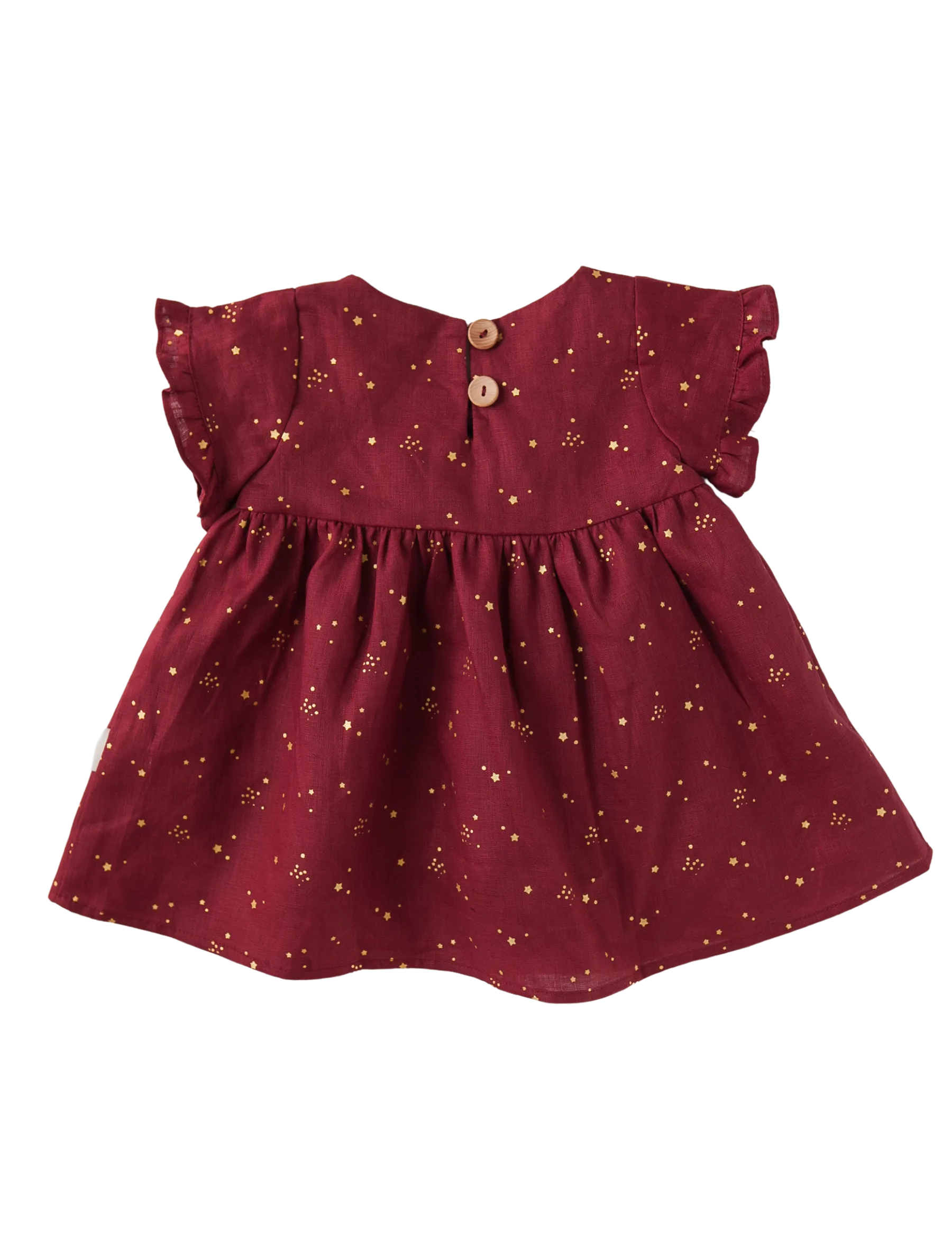 Baby Linen Dress With Golden Stars