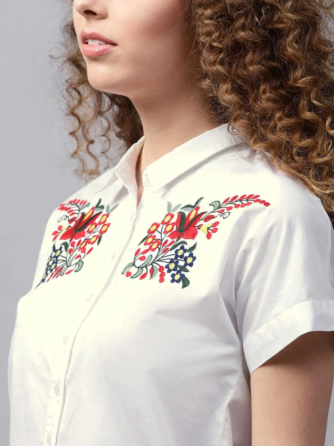 Embroided Drop Shoulder Shirt