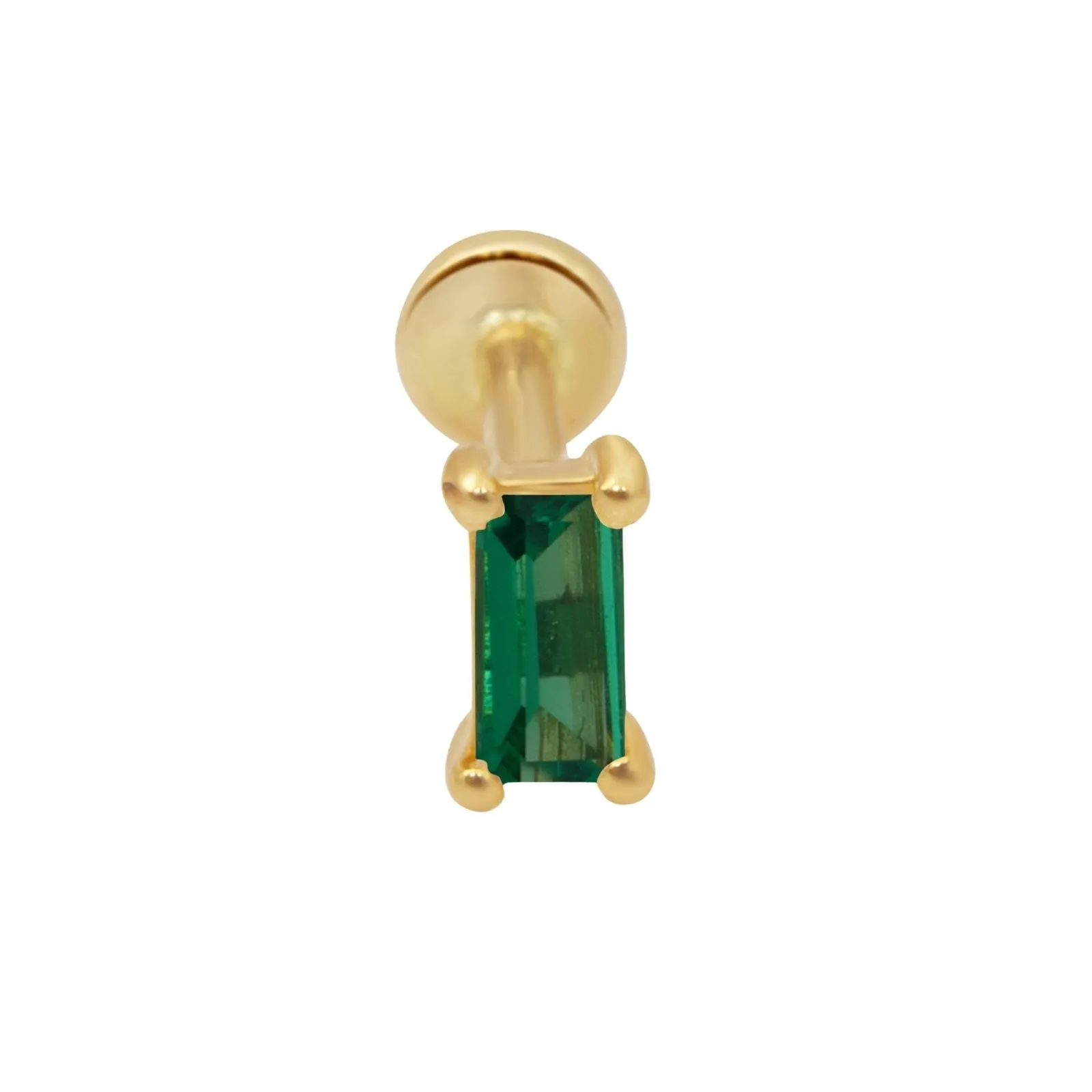 Emerald Baguette Flat Back Earrings