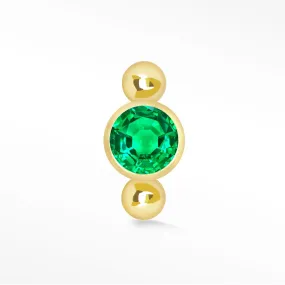 14k Yellow Emerald Flat Back Earring