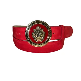 Emilio Franco BL40 Red/Gold Suede Men's Belts (EFC1065)