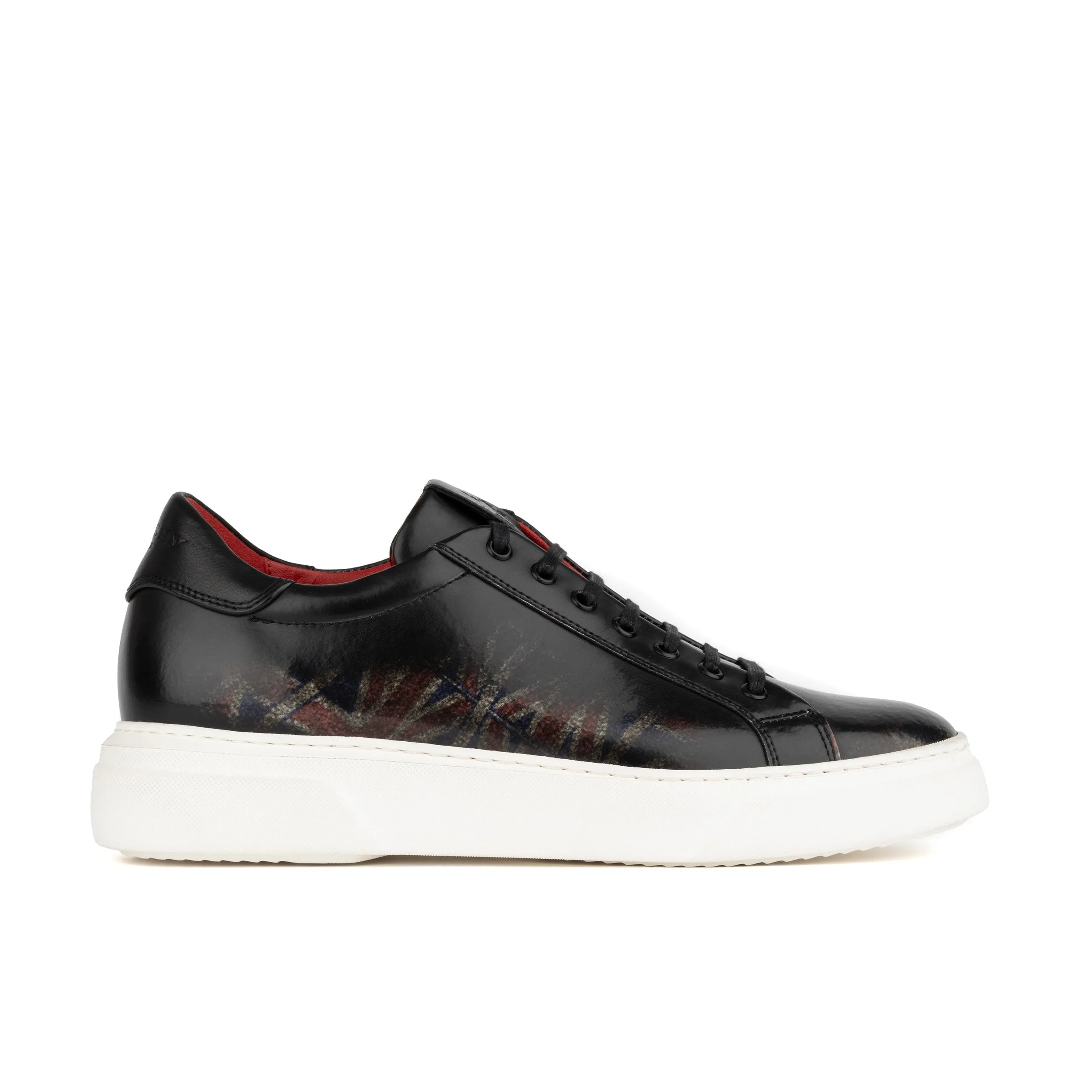 EXSTATIC LOW UNION JACK - Men's leather low top trainer in black union jack print