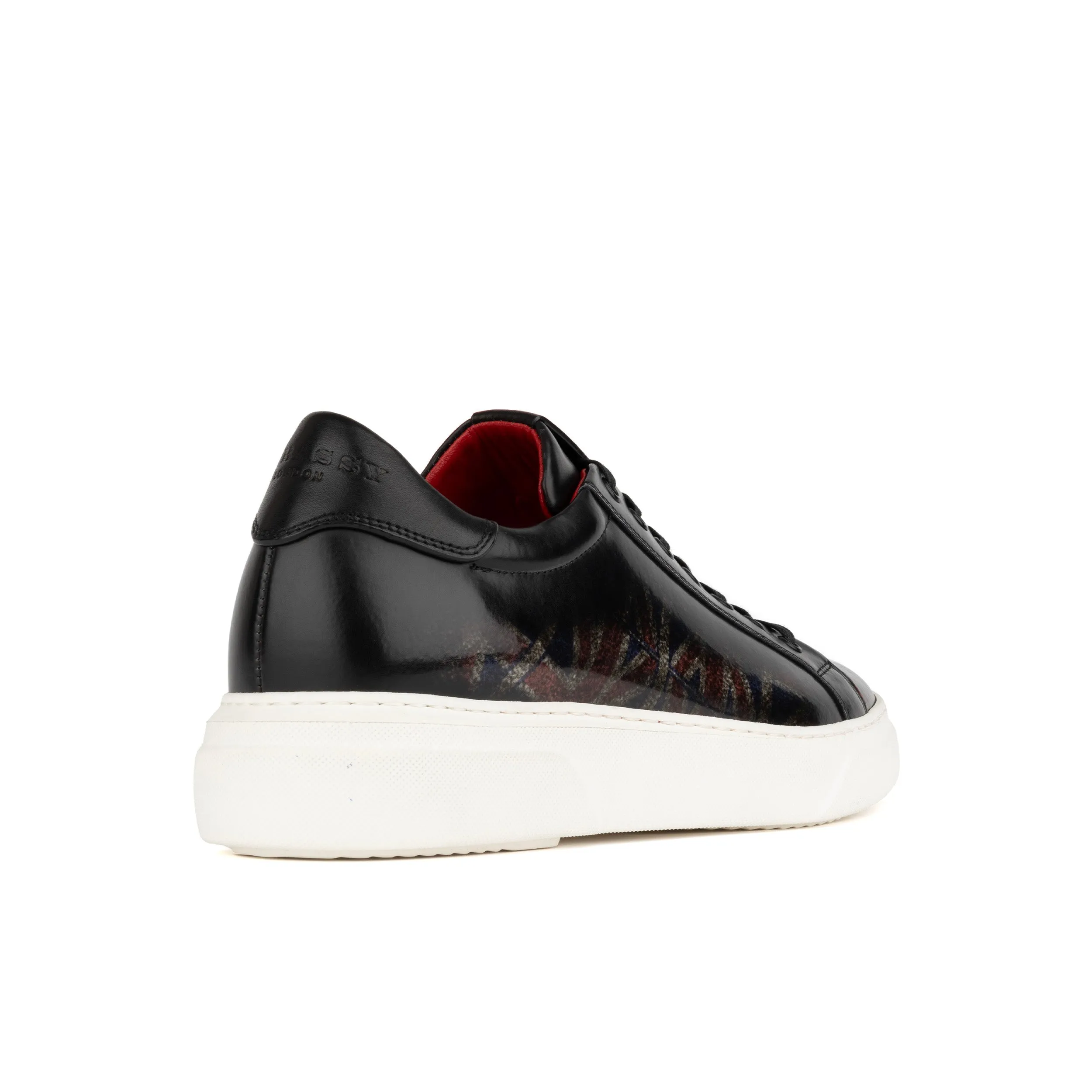 EXSTATIC LOW UNION JACK - Men's leather low top trainer in black union jack print