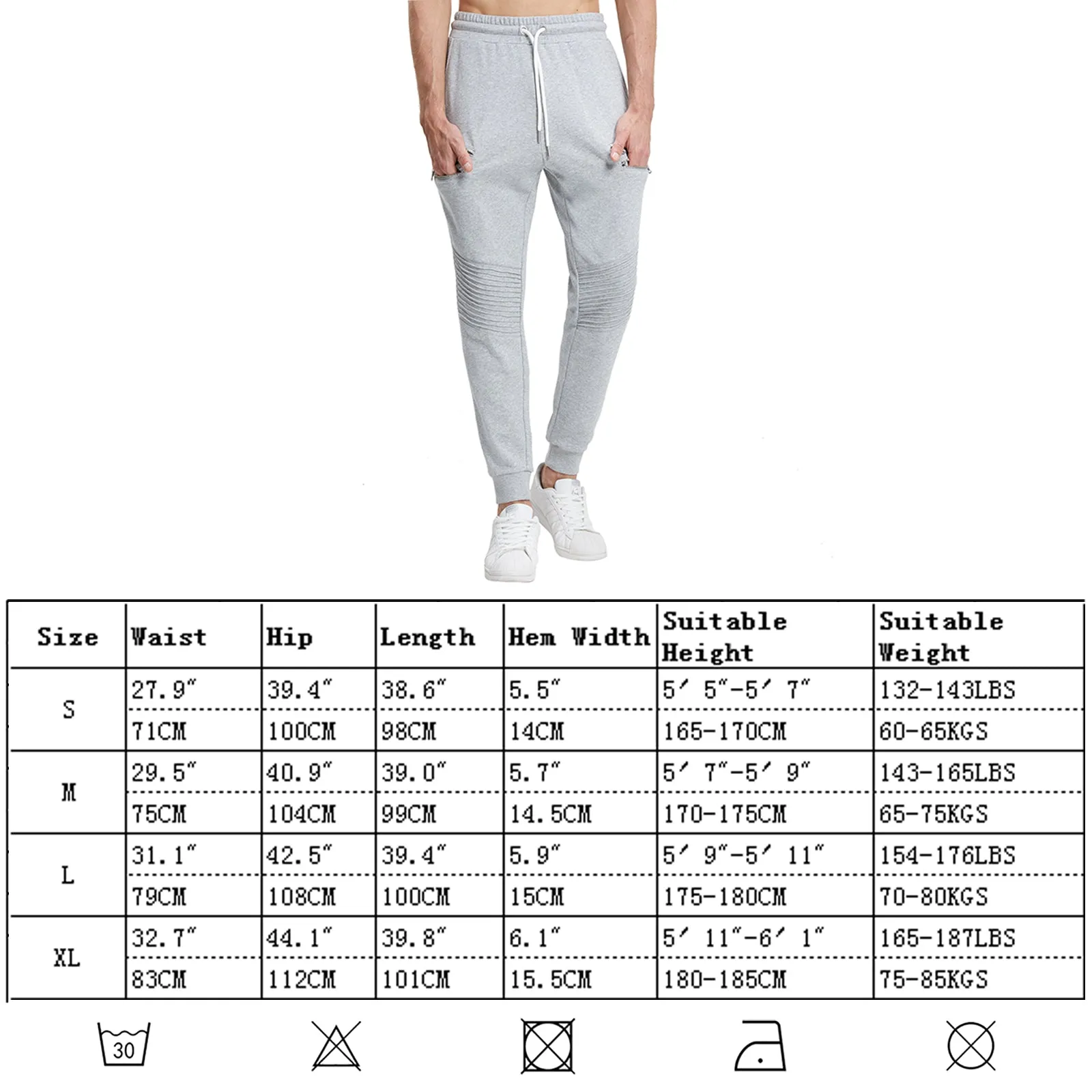 Extreme Pop Mens Tracksuit Bottoms Multi Zip Pockets Joggers Pleated Knee Pants UK Brand