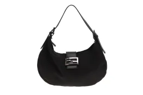 Fendi Half Moon Shoulder Bag in Black Zucchino Design