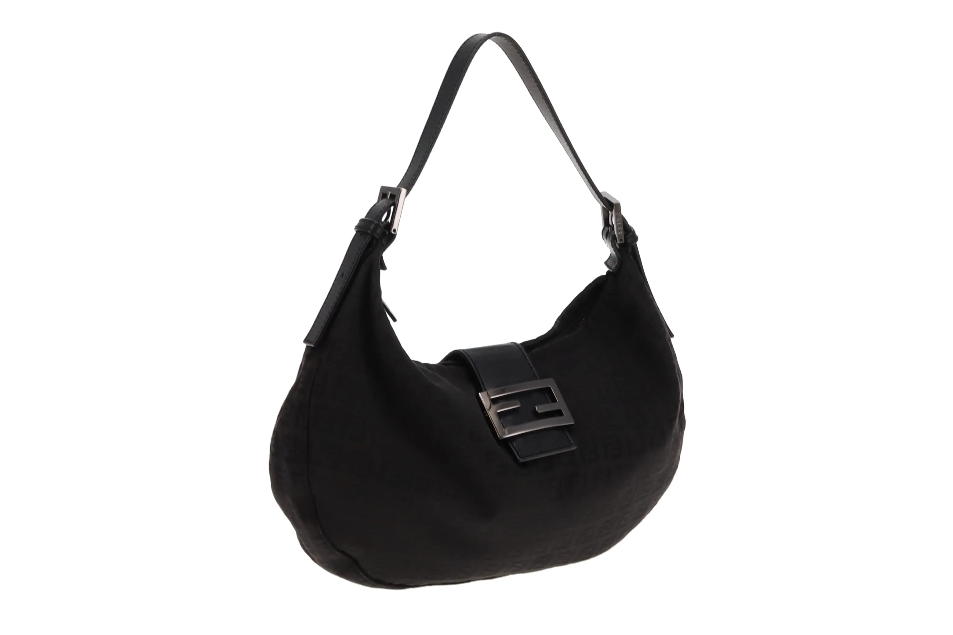 Fendi Half Moon Shoulder Bag in Black Zucchino Design