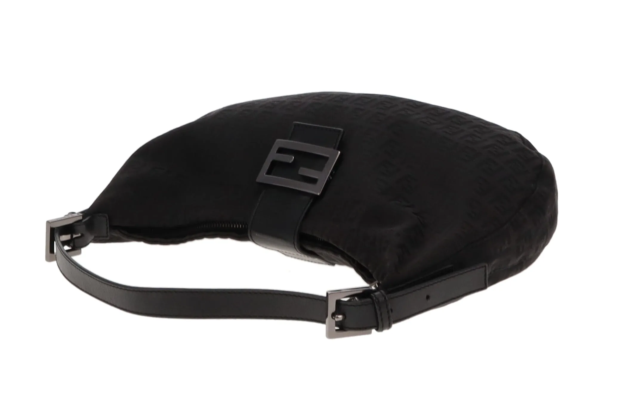 Fendi Half Moon Shoulder Bag in Black Zucchino Design