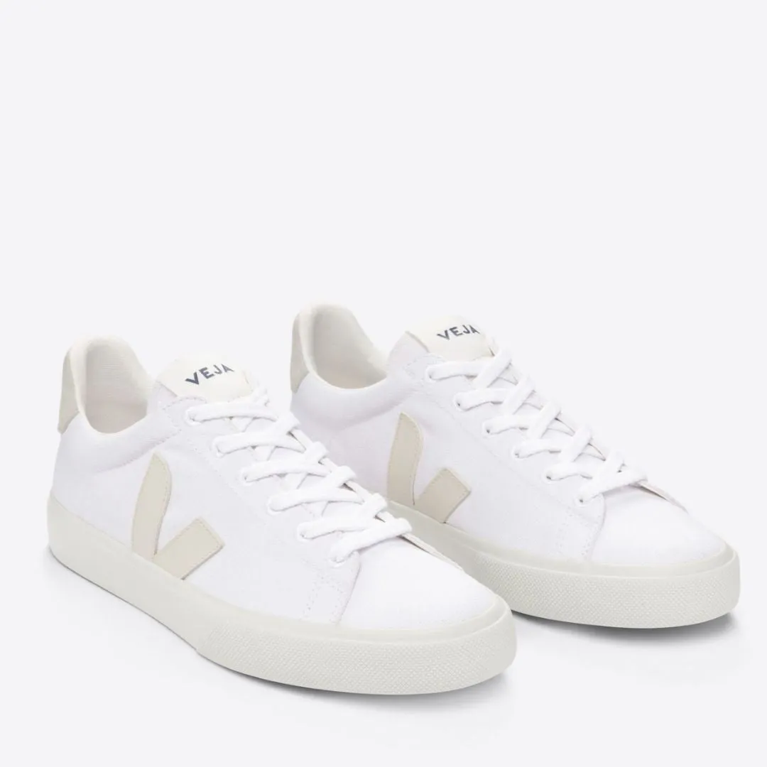 Field Canvas Shoe in White and Pierre