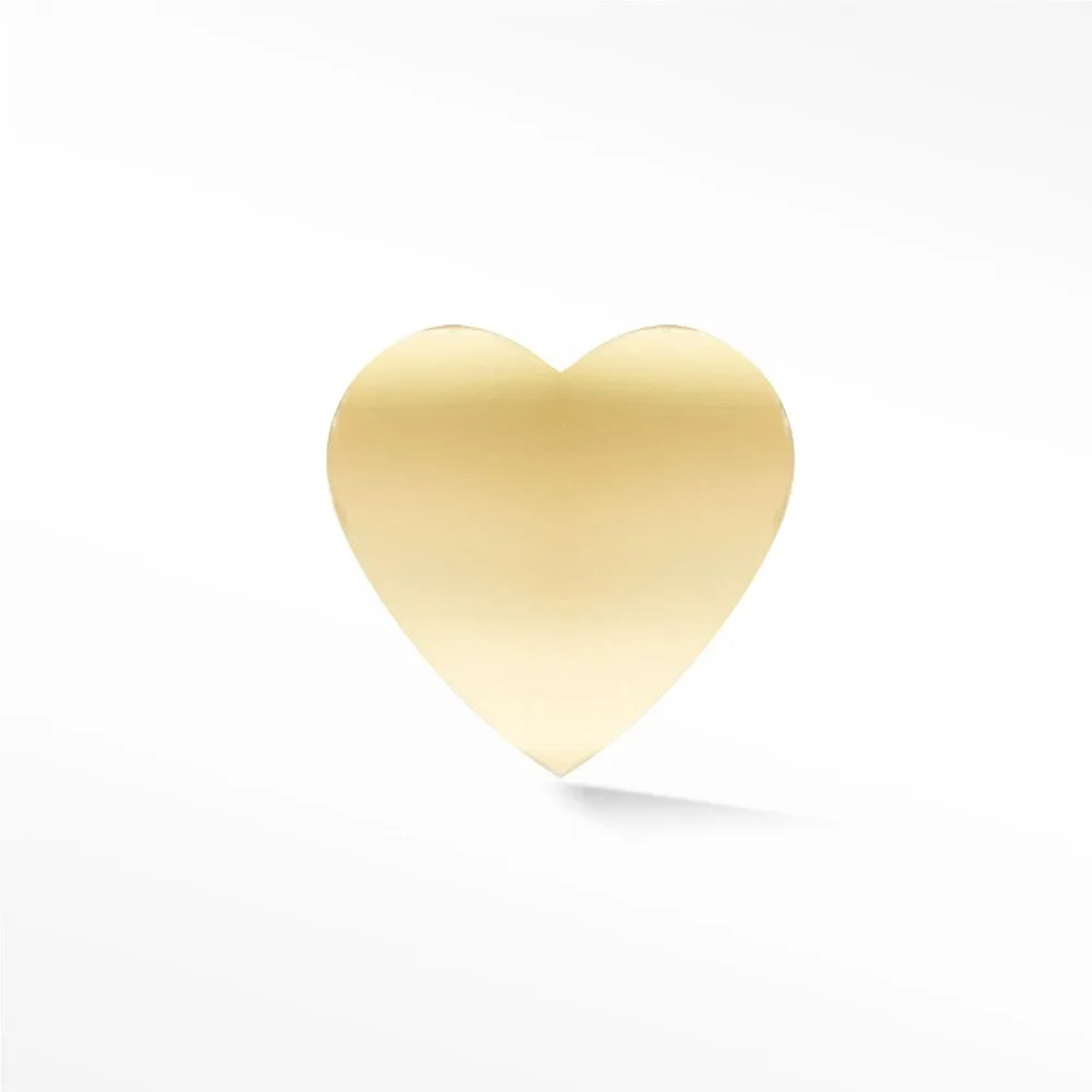 14k Yellow Heart Flat Back Earring