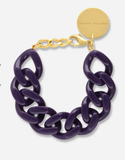 Flat Chain Bracelet - Purple-          -        