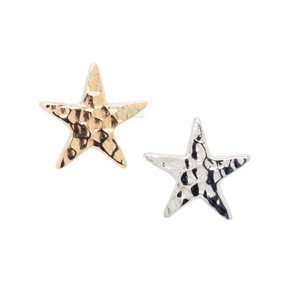 Gold Flat Star Threaded End with Hammered Finish