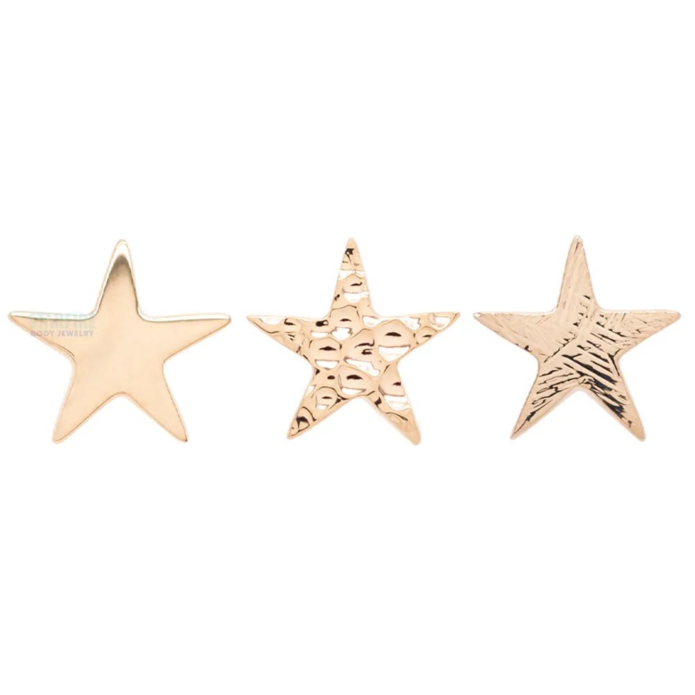 Gold Flat Star Threaded End with Hammered Finish