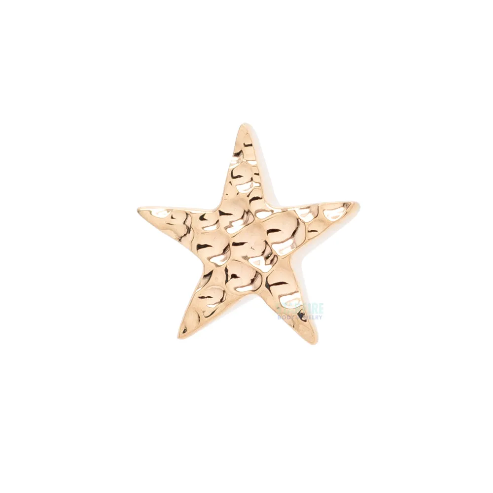 Gold Flat Star Threaded End with Hammered Finish