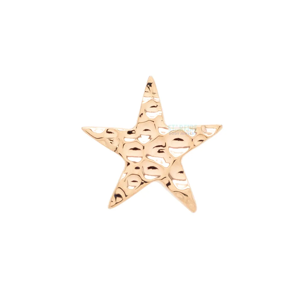 Gold Flat Star Threaded End with Hammered Finish