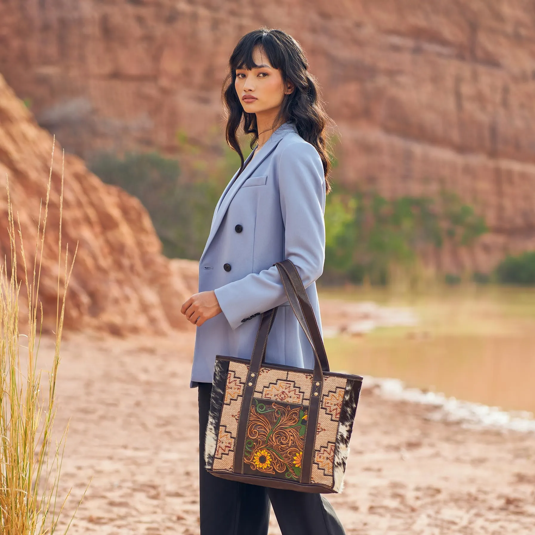 Fleur  Hand-Tooled Bag