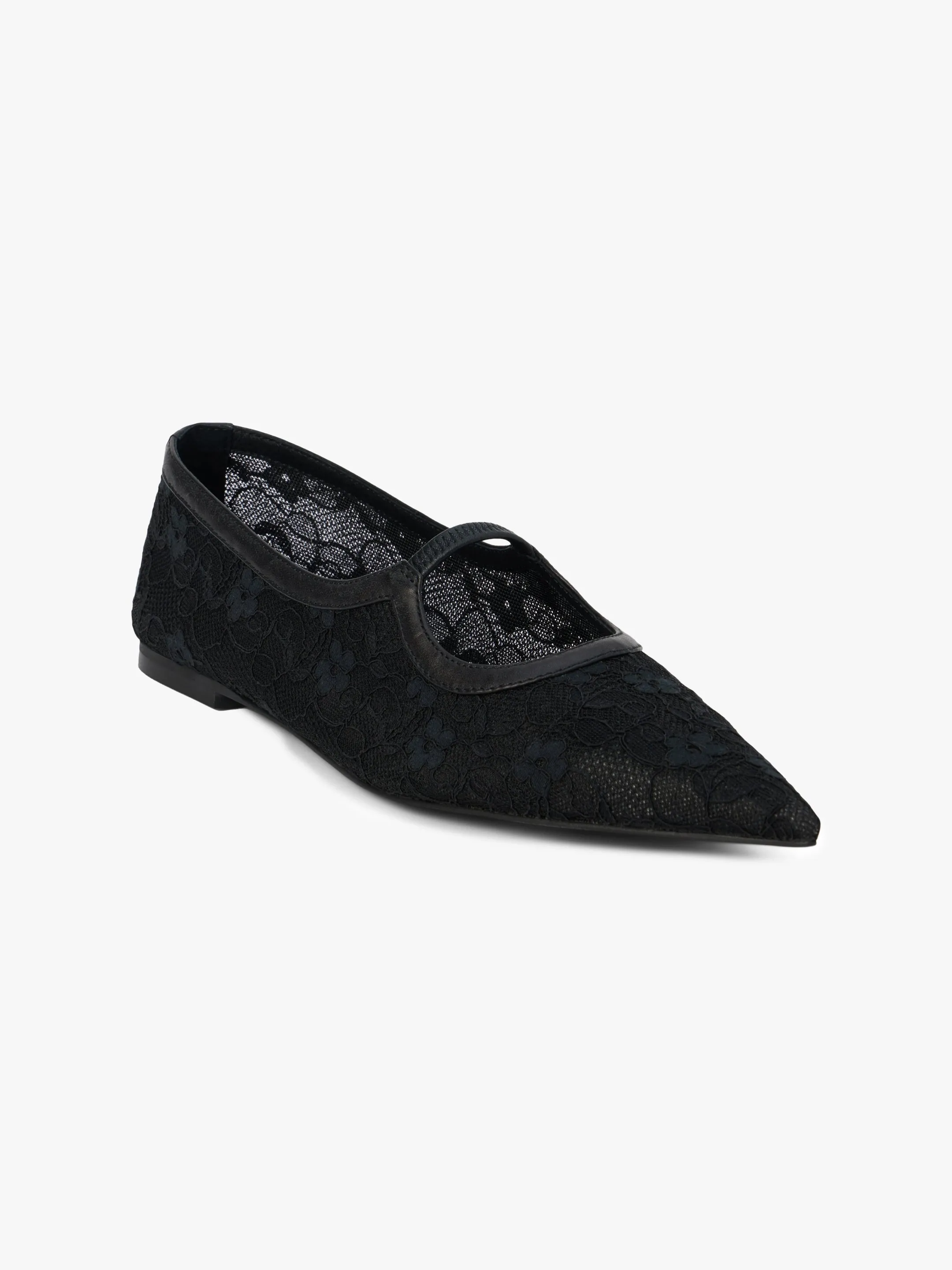 Fleur Lace Flat - Black