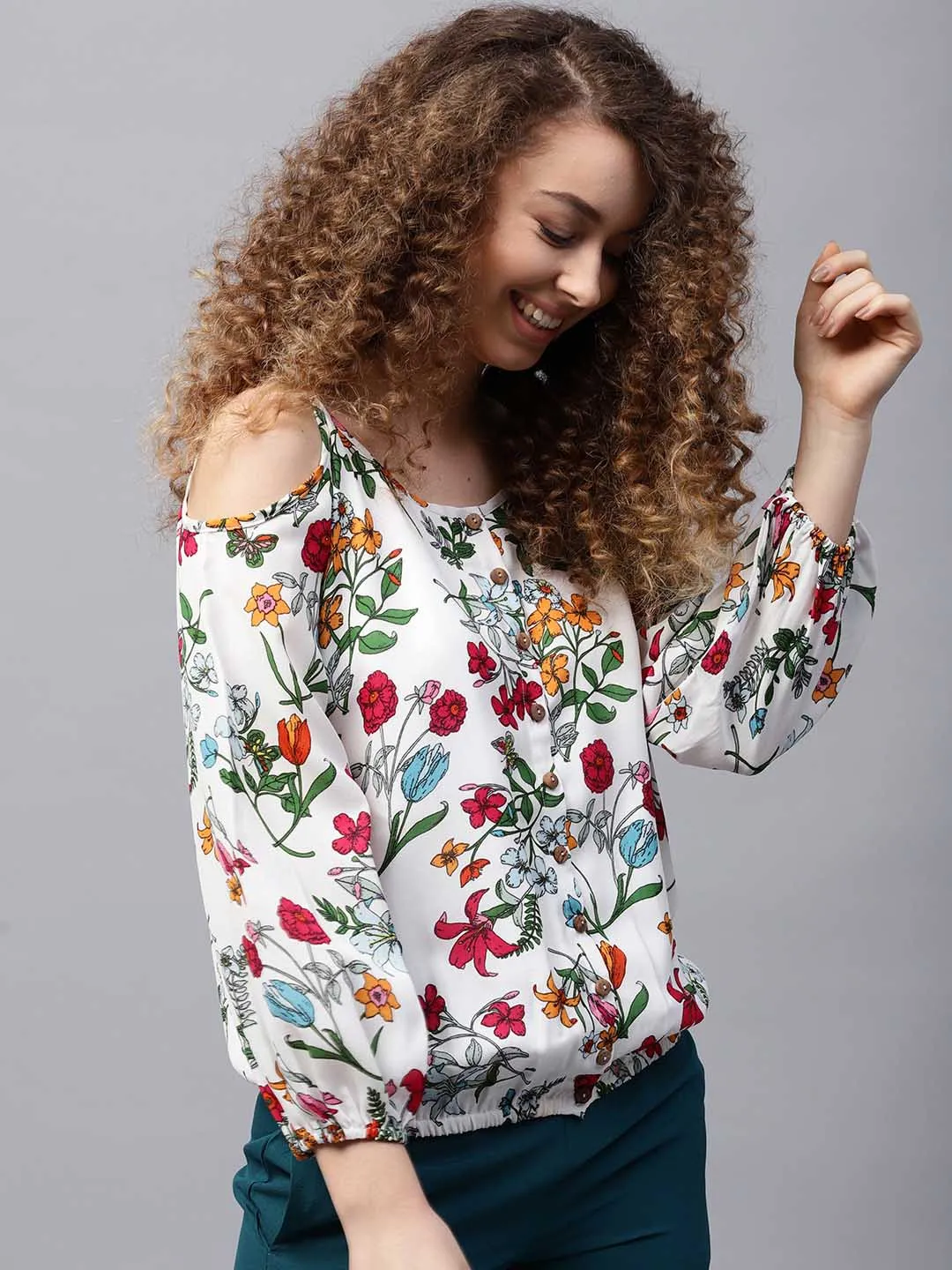 Floral Cold Shoulder Shirt