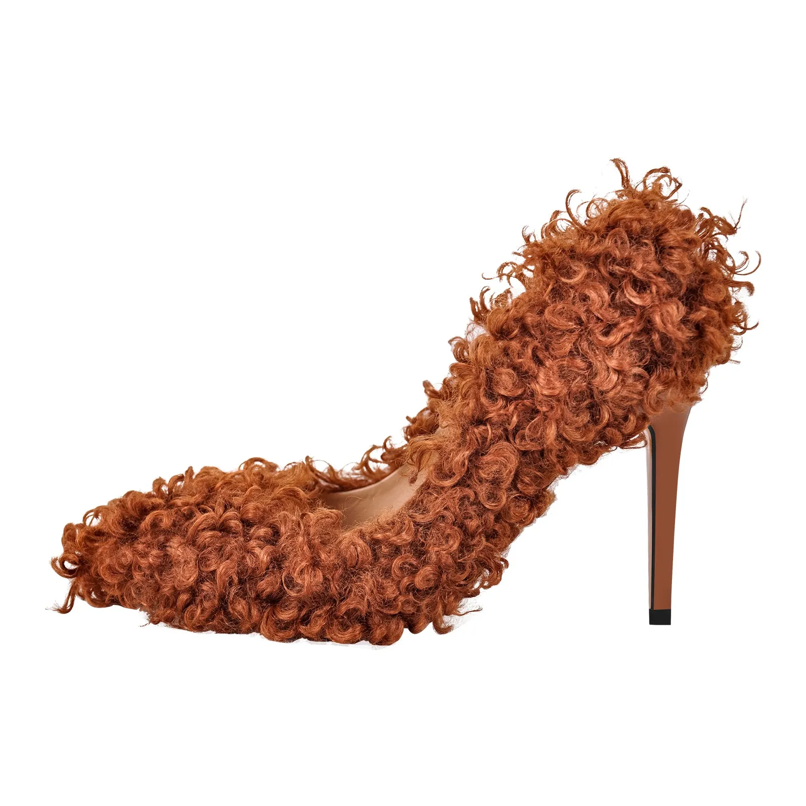 Stiletto High Heel Pumps with Fluffy Detailing