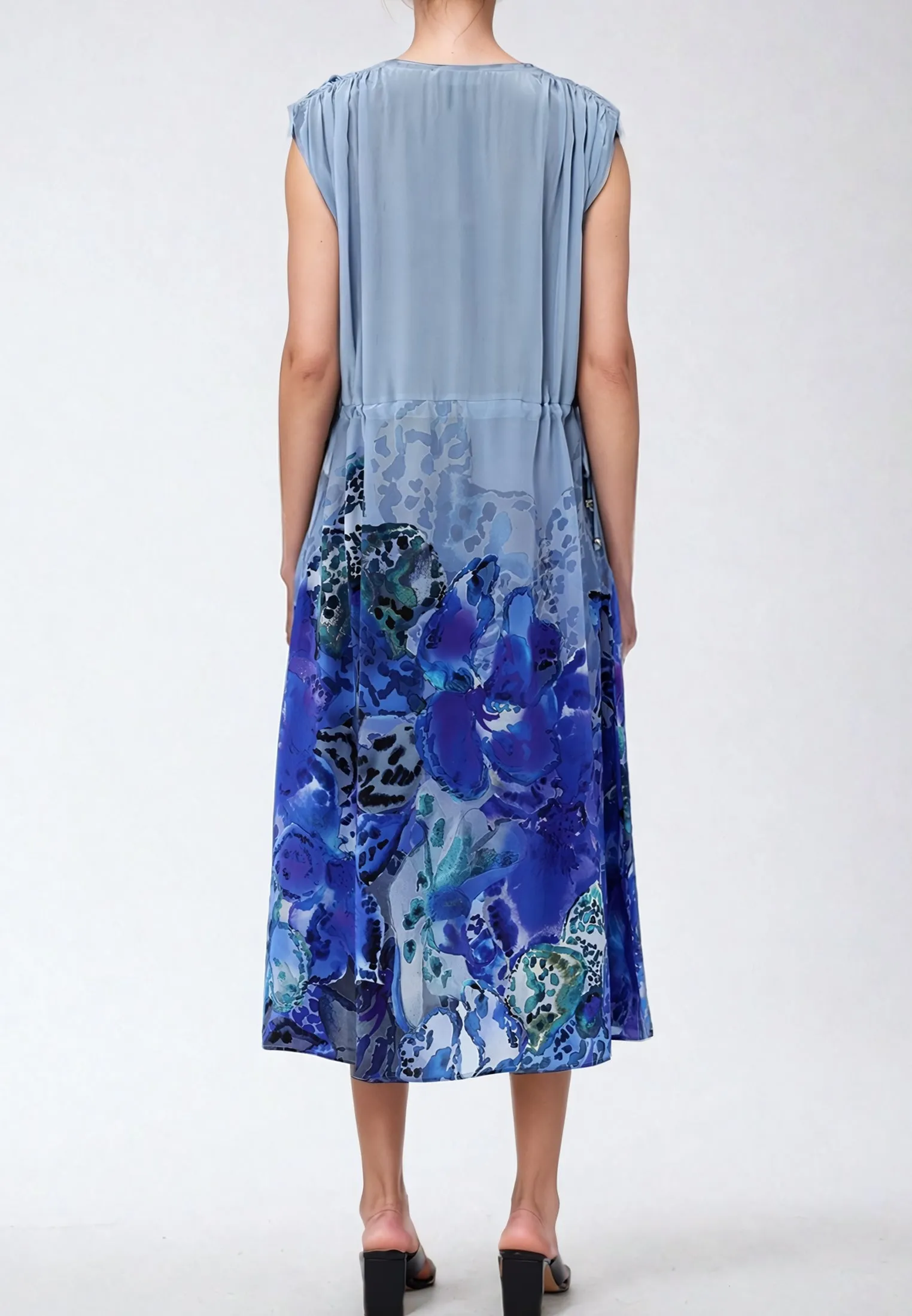 FRAME MAXI DRESS PERIPHERY BLUE