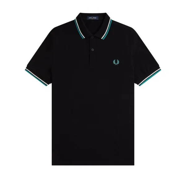 Fred Perry - Twin Tipped Polo Shirt - Black/ Ecru/ Deep Mint