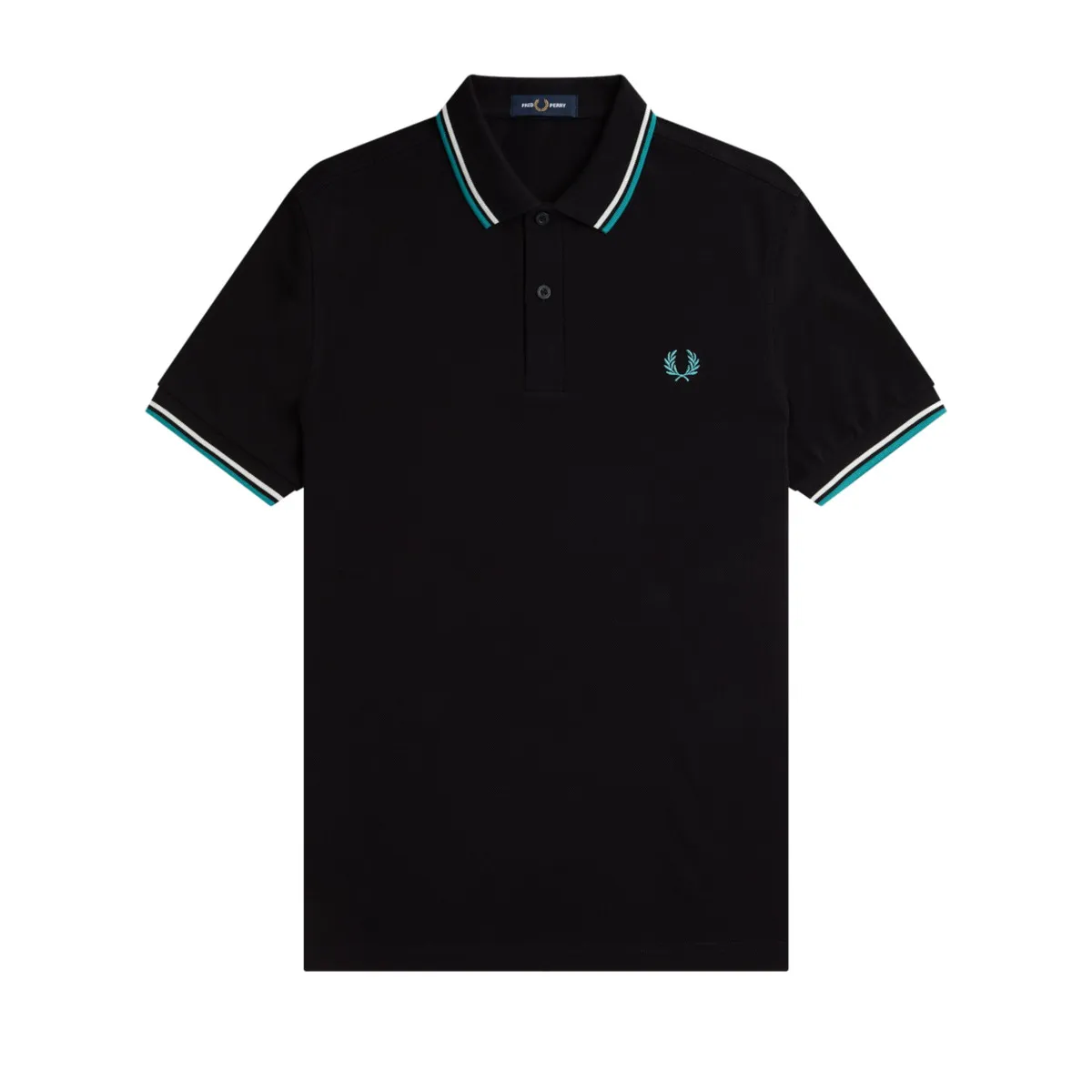 Fred Perry - Twin Tipped Polo Shirt - Black/ Ecru/ Deep Mint