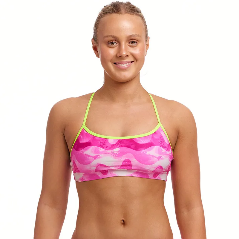 Funkita - Pink Caps - Ladies Eco Swim Crop Top