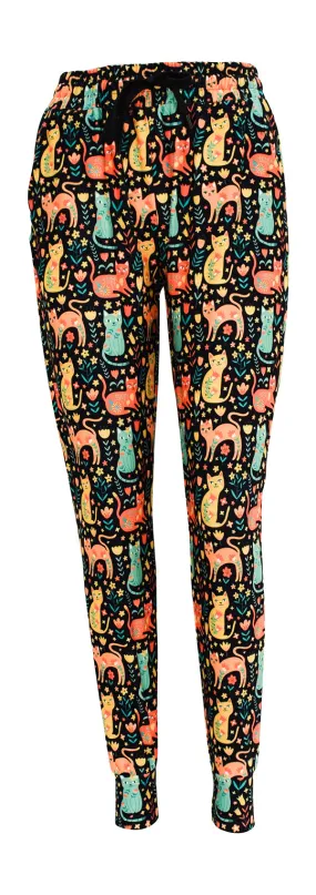 Botanical Cat Print Sweatpants