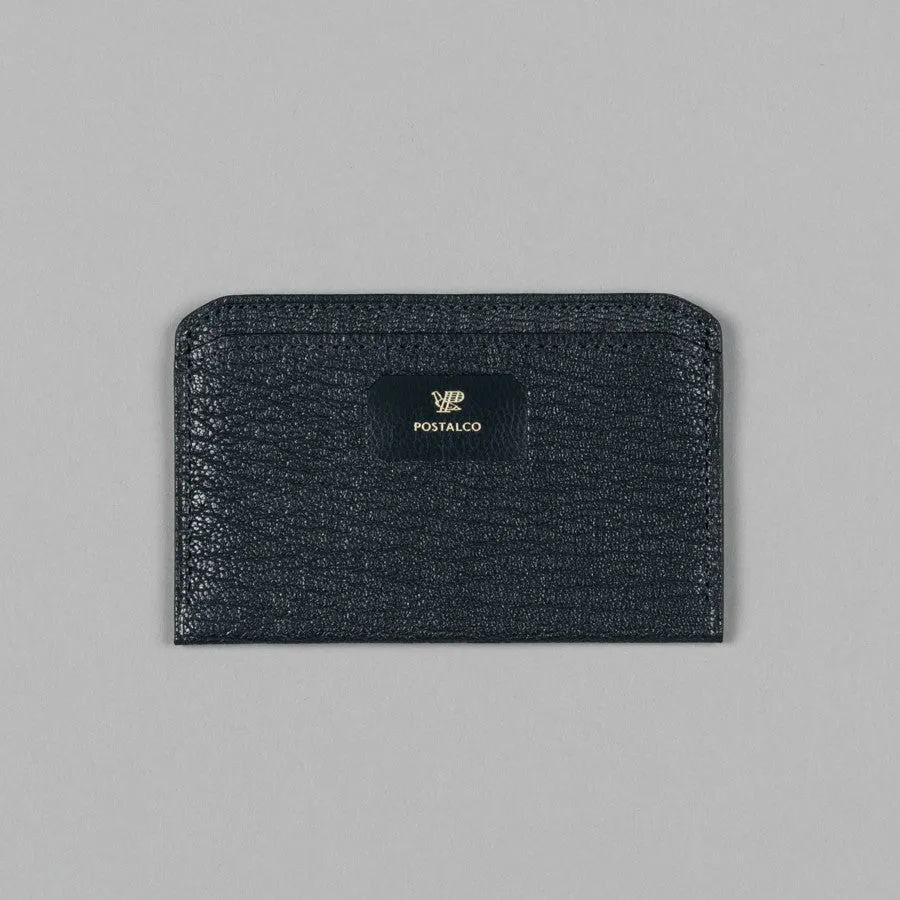 GEOLOGY LEATHER FLAT WALLET NAVY