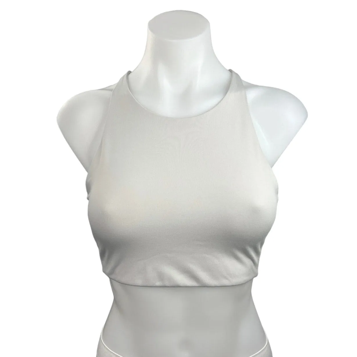 Girlfriend Collective White High Neck Cross Back Tank Athletic Sports Bra Sz XS