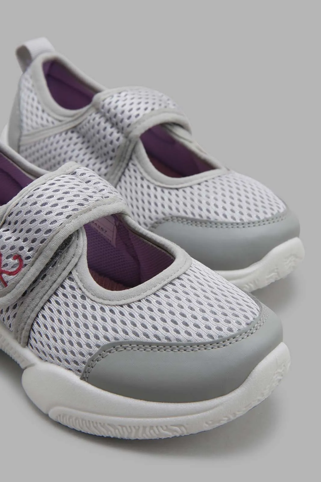 Girls Grey Mesh Trainer