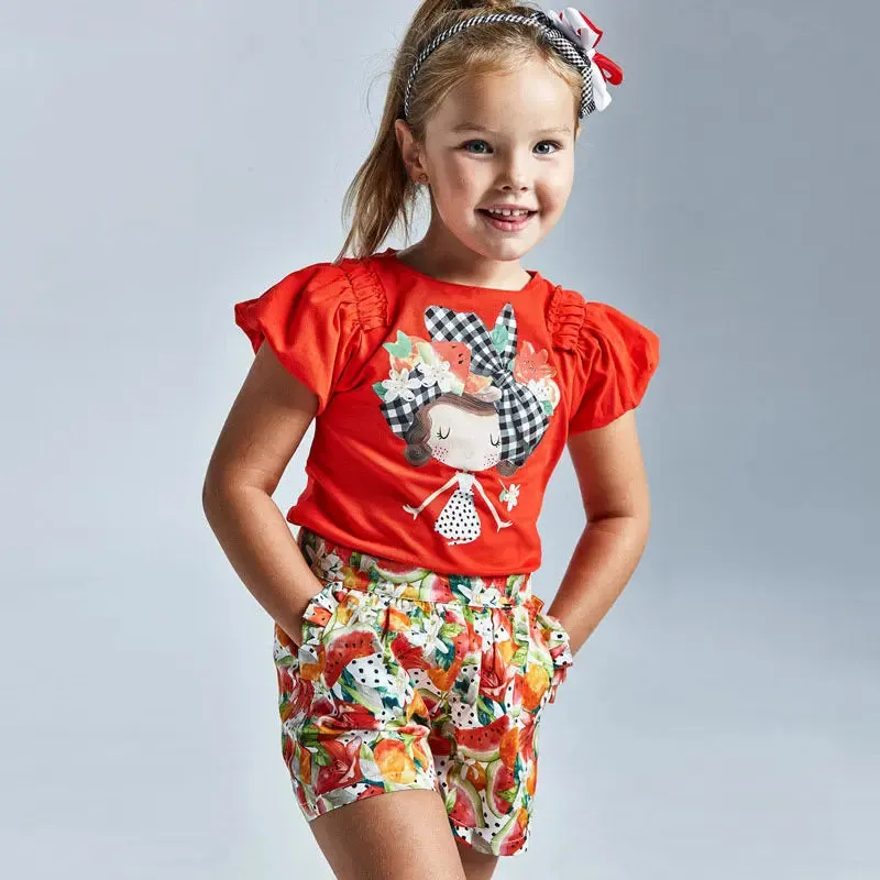 Girl's Persimmon Printed Skort