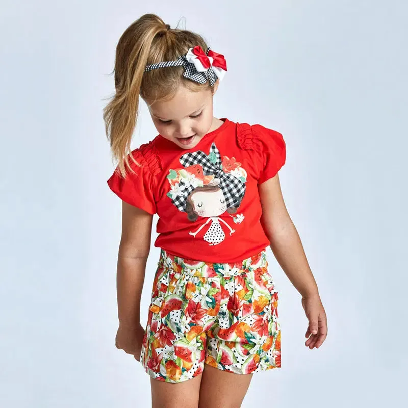 Girl's Persimmon Printed Skort