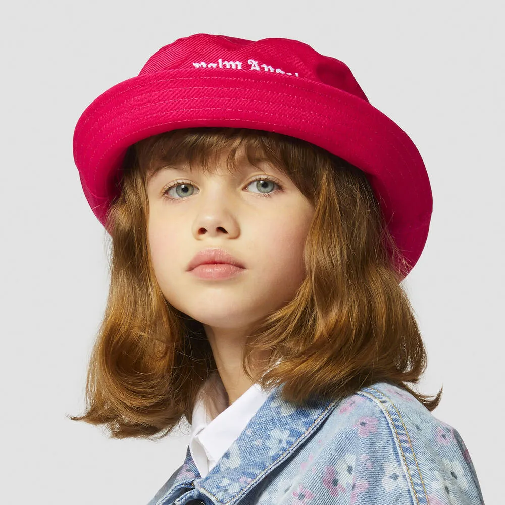 Girls Pink Cotton Bucket Hat