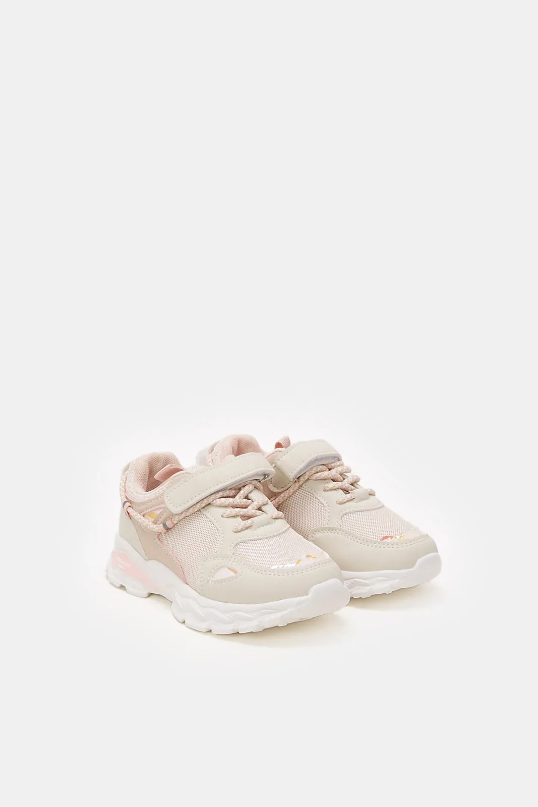 Girls Pink Velcro Chunky Trainer