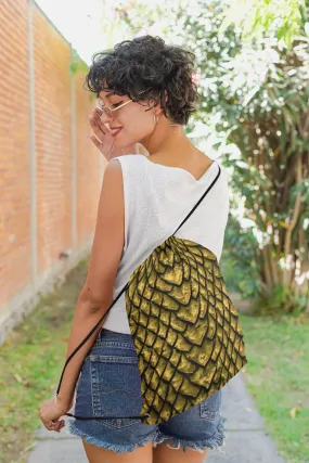 Gold Dragon Scale Drawstring Bag