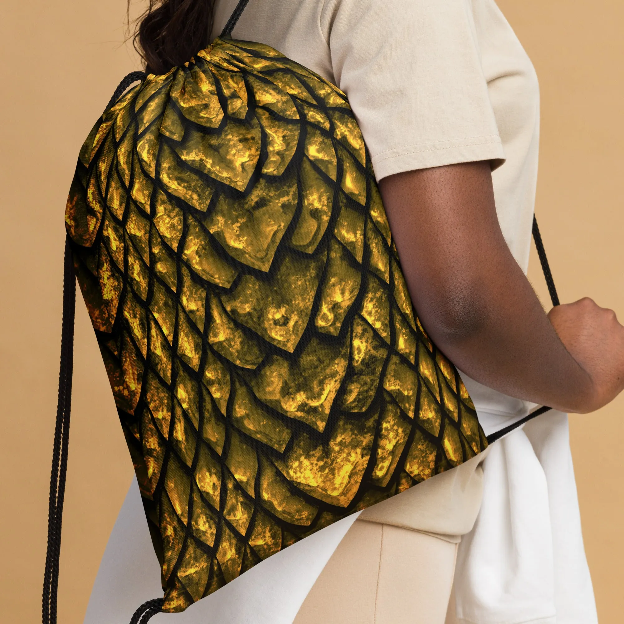 Gold Dragon Scale Drawstring Bag