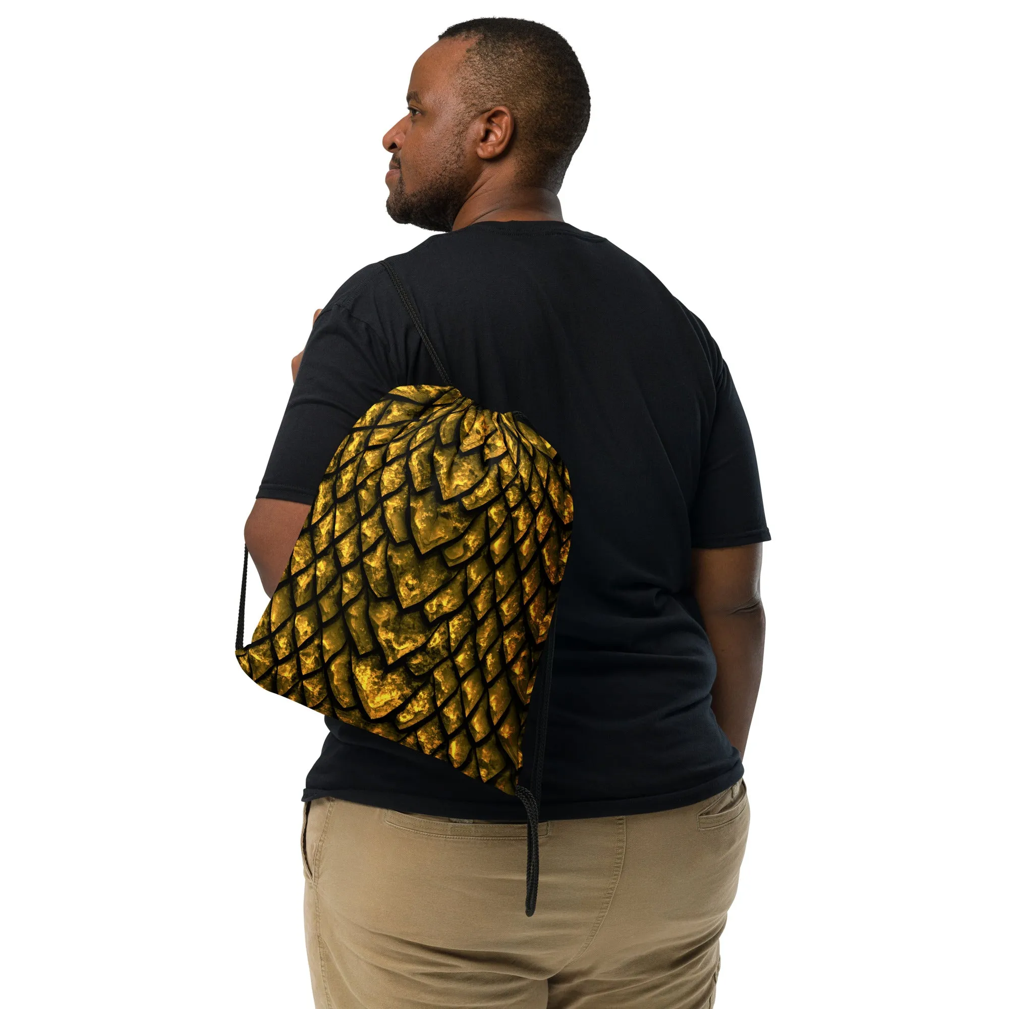 Gold Dragon Scale Drawstring Bag