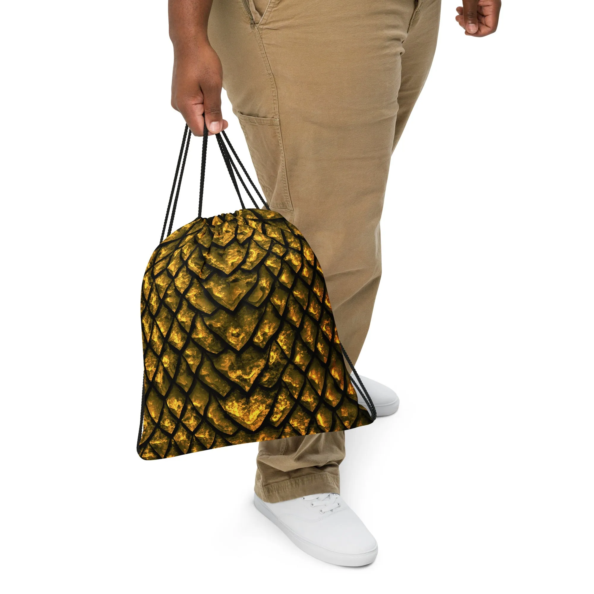 Gold Dragon Scale Drawstring Bag