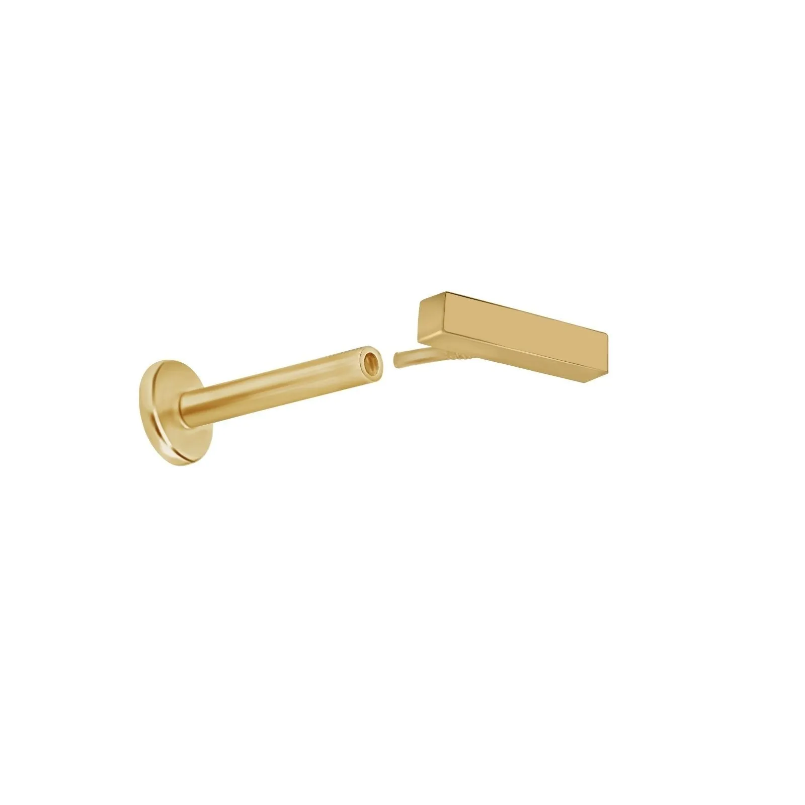 Gold Flat Back Stud Earring - Bar Design