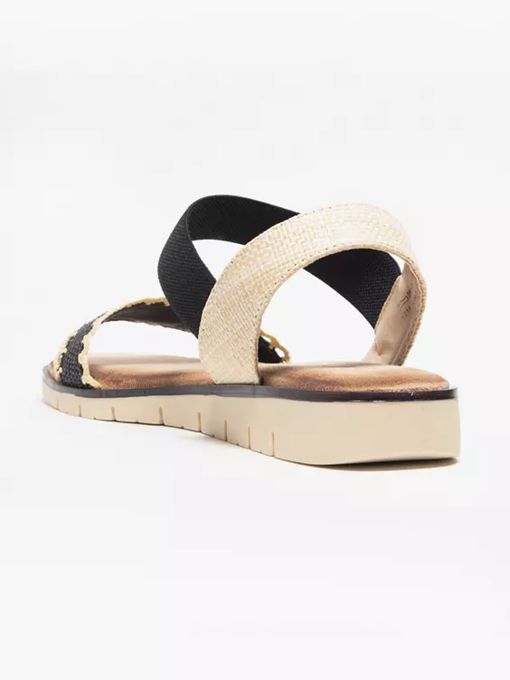 Graceland  Black Contrast Whipstitch Flat Sandal