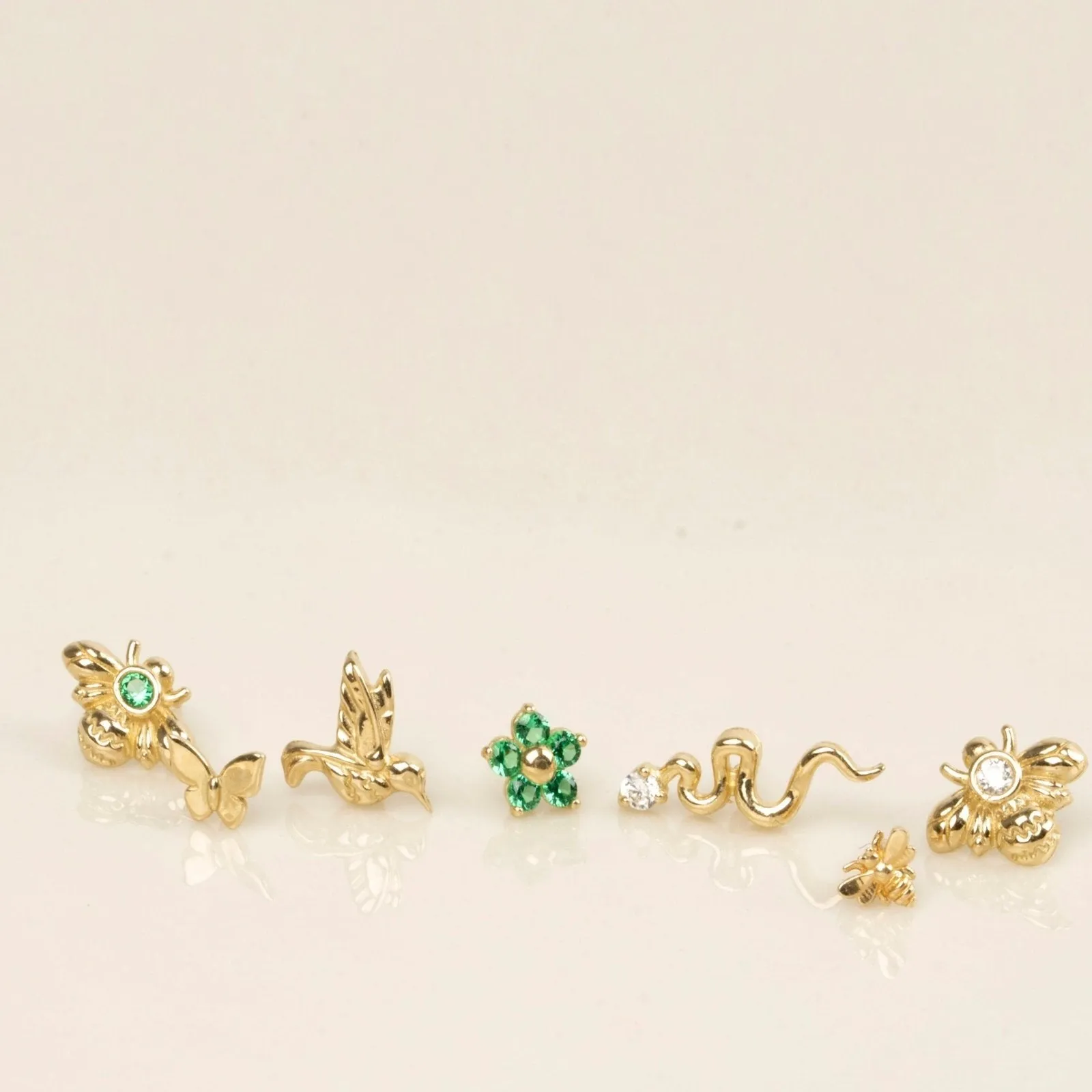 Green Crystal Bee Earrings