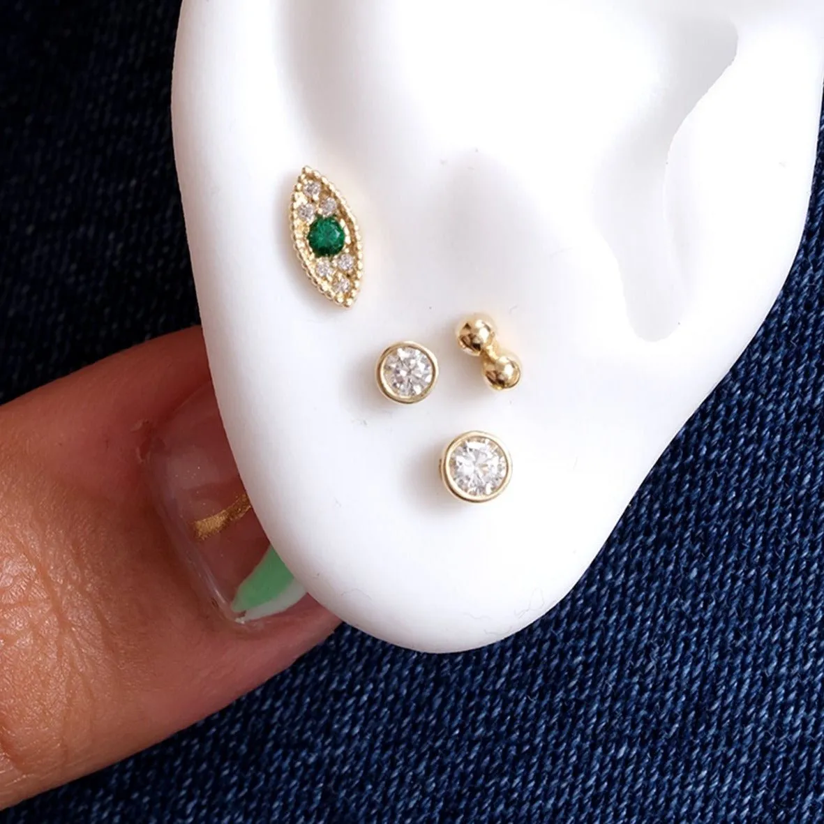 Green Crystal Evil Eye Gemstone Stud Earring