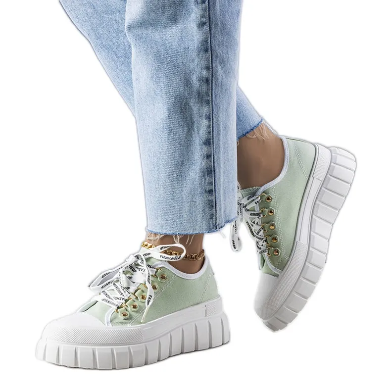 Green platform sneakers from Toni