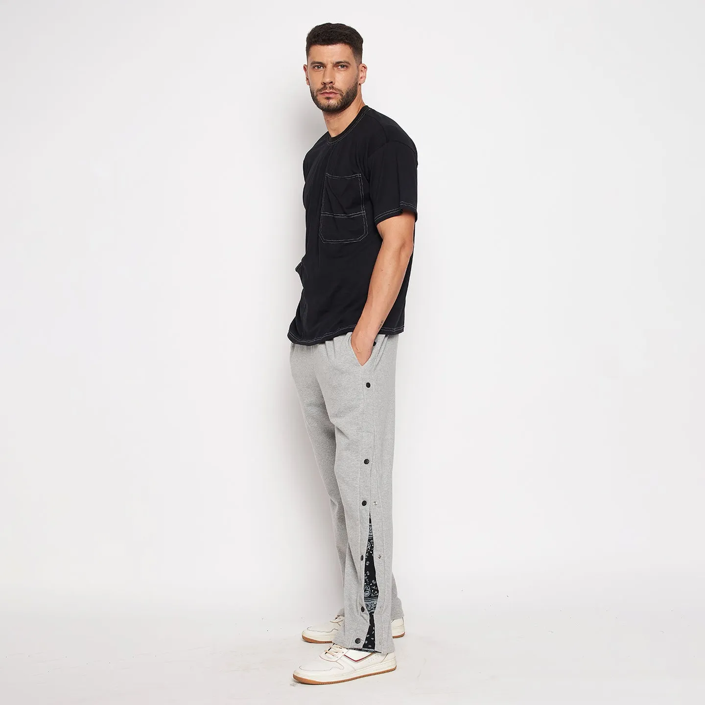 Grey Flared Snapbutton Joggers