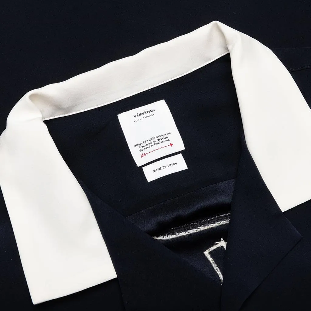 Hacking Short Sleeve Silk - Navy