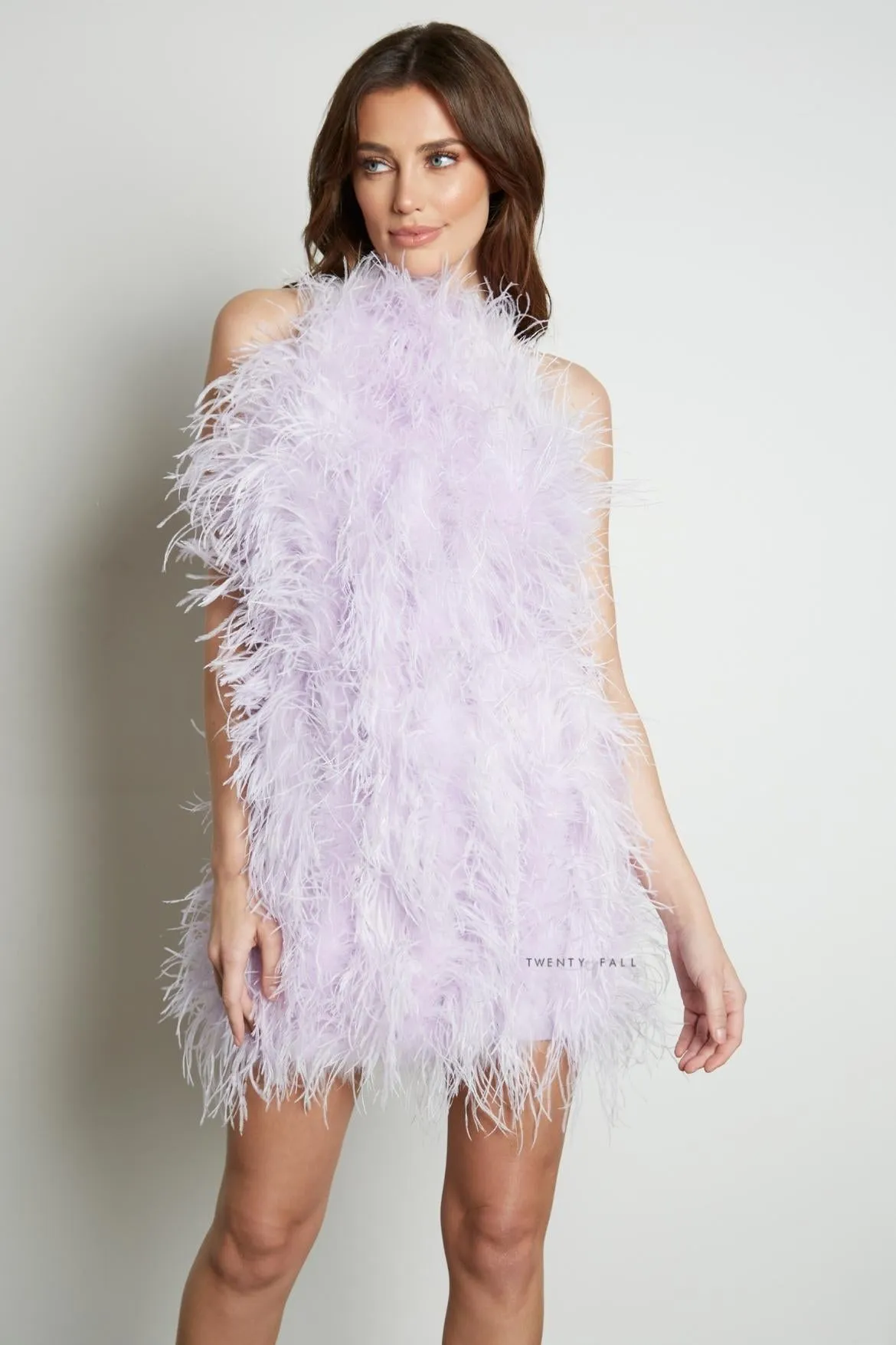 Halter Neck Feather Dress