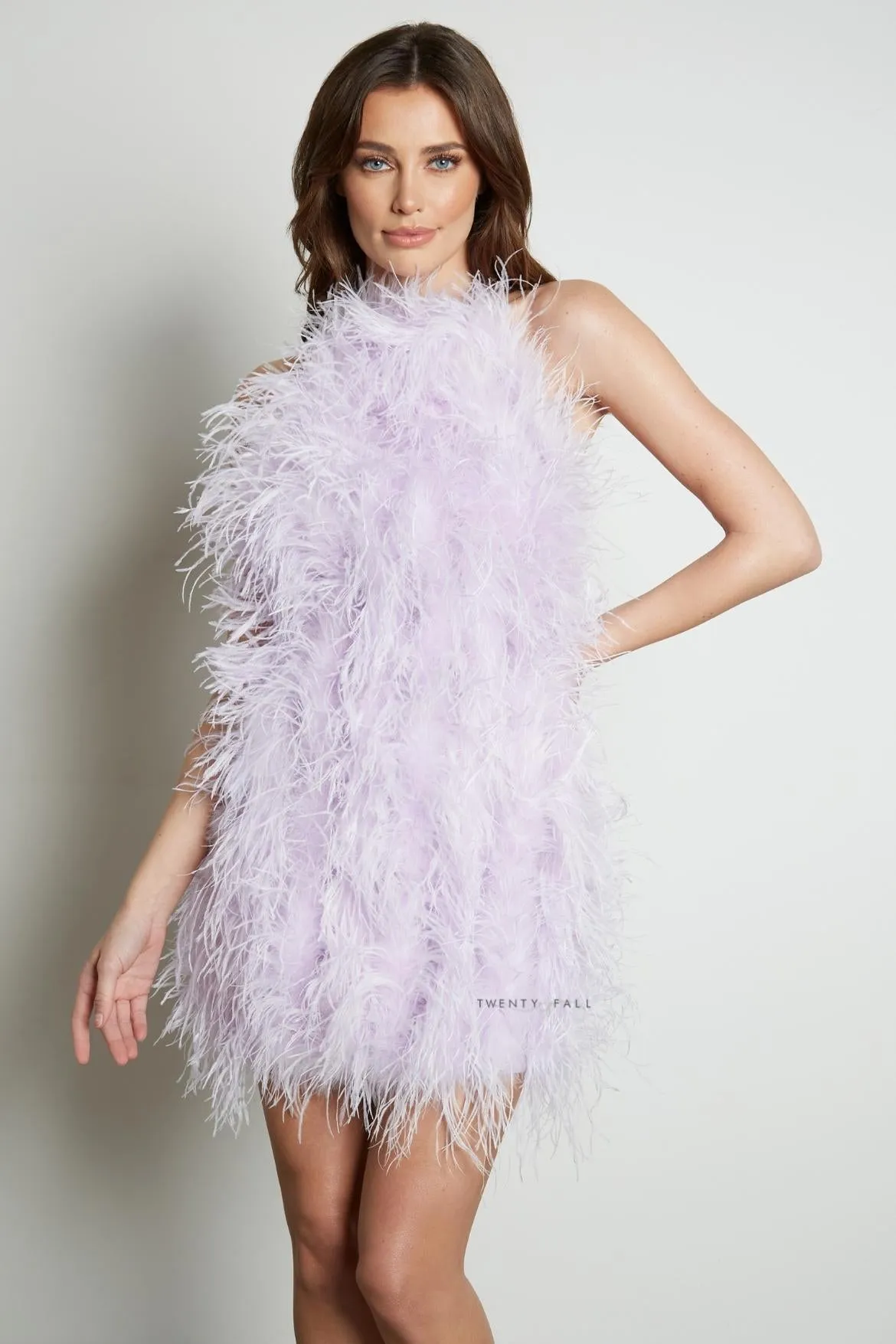 Halter Neck Feather Dress